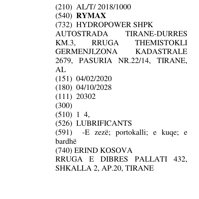 Zëri i markës RYMAX në buletin