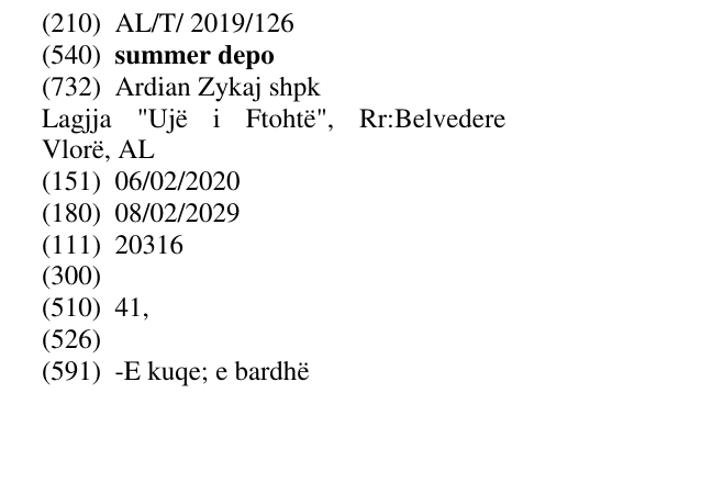 Zëri i markës summer depo në buletin