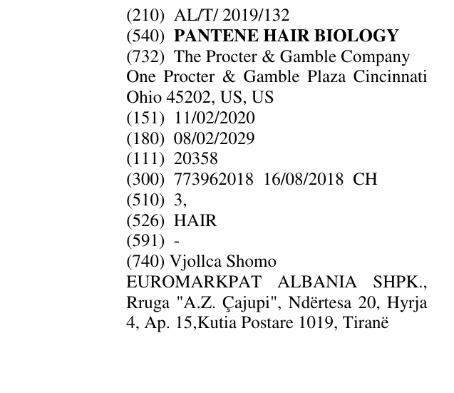 Zëri i markës PANTENE HAIR BIOLOGY në buletin