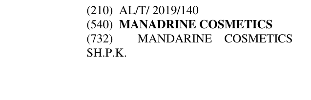 Zëri i markës MANADRINE COSMETICS në buletin