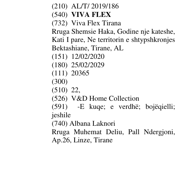 Zëri i markës VIVA FLEX në buletin