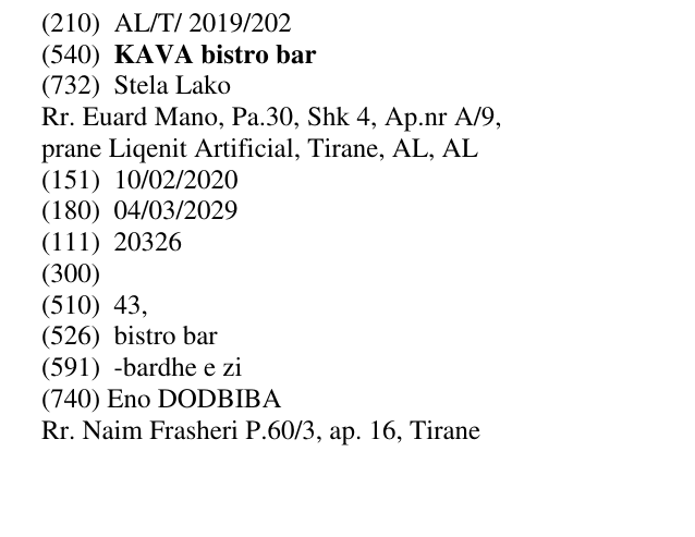 Zëri i markës KAVA bistro bar në buletin