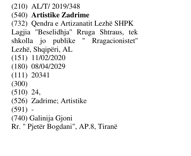 Zëri i markës Artistike Zadrime në buletin