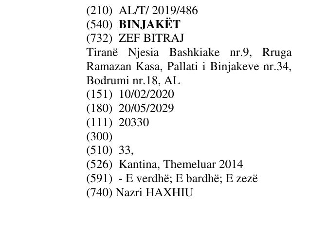 Zëri i markës BINJAKËT në buletin