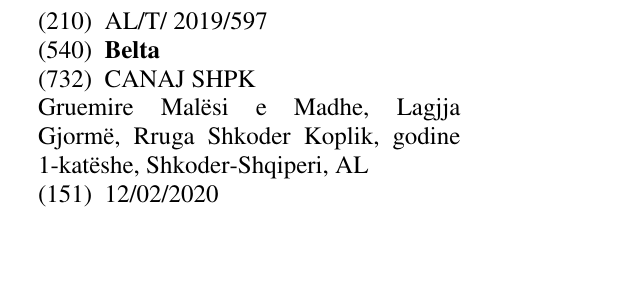 Zëri i markës Belta në buletin