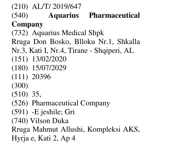 Zëri i markës Aquarius Pharmaceutical Company në buletin