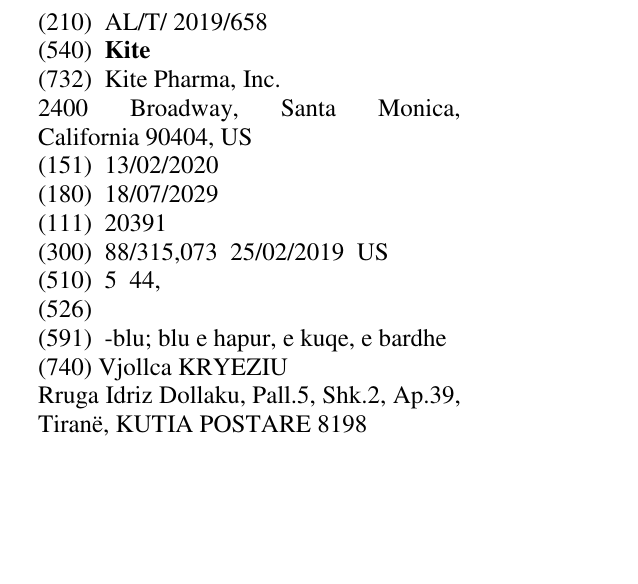 Zëri i markës Kite në buletin