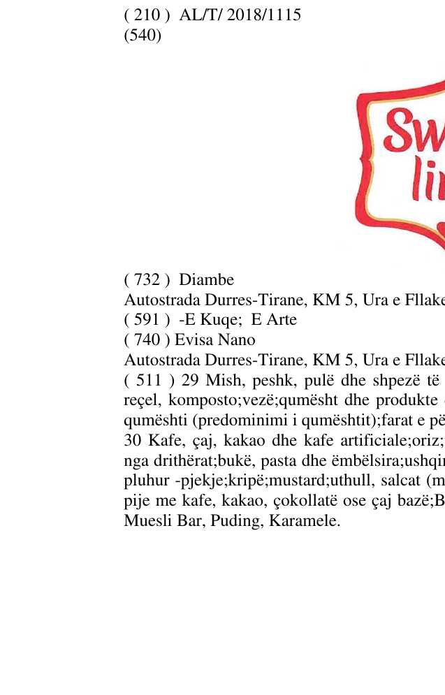 Zëri i markës Sweet line në buletin