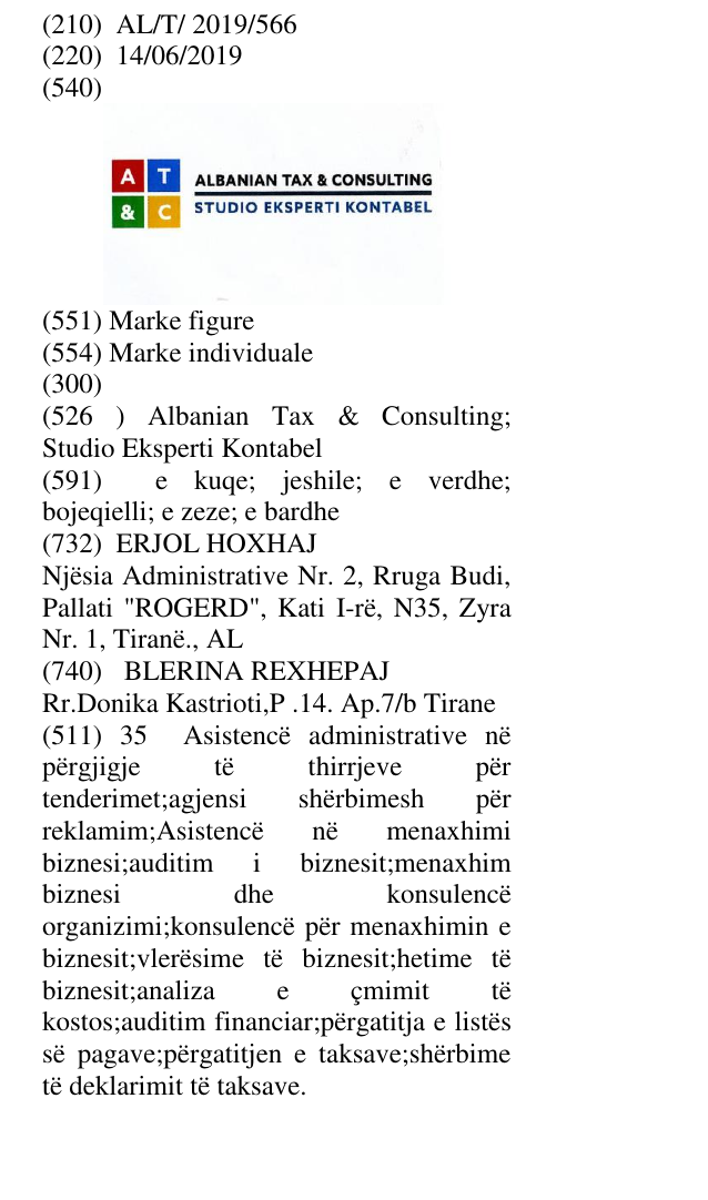 Zëri i markës Albanian Tax & Consulting; Studio Eksperti Kontabel në buletin