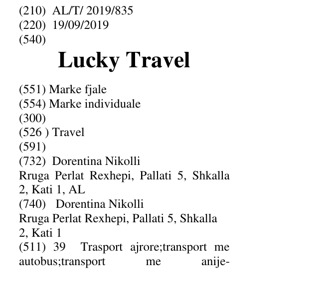 Zëri i markës Lucky Travel në buletin