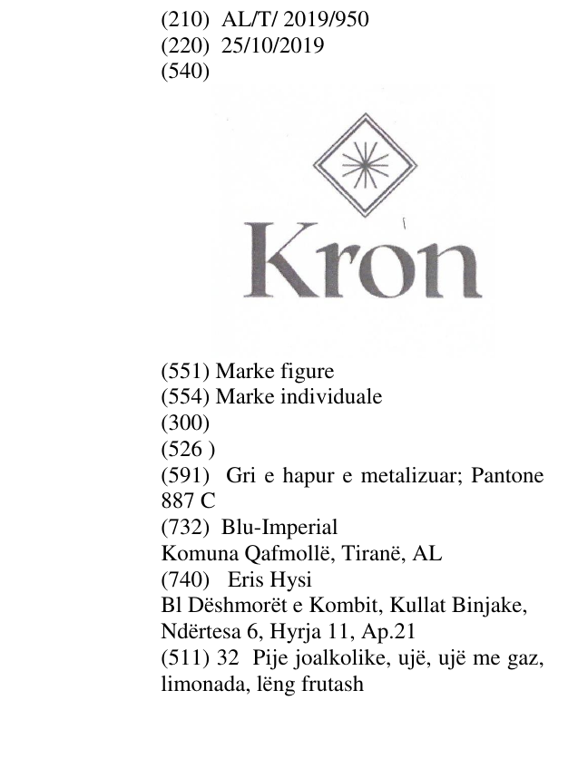 Zëri i markës Kron në buletin