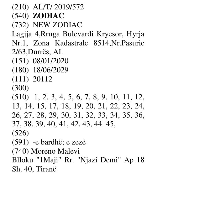 Zëri i markës ZODIAC në buletin