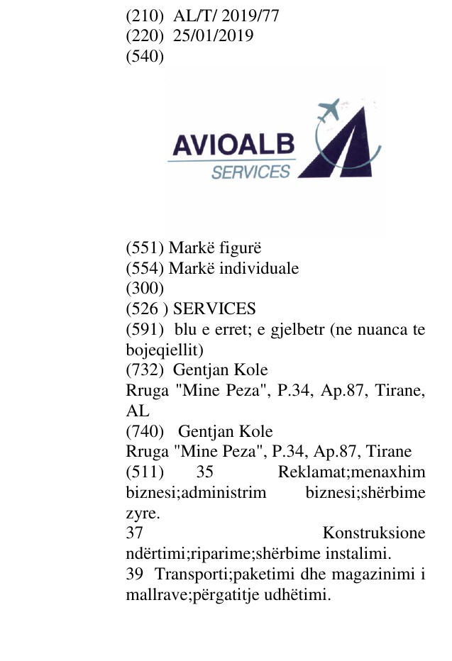 Zëri i markës SERVICES në buletin