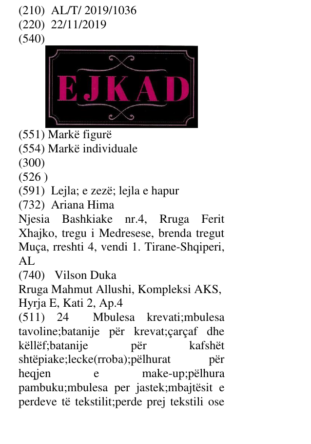 Zëri i markës EJKAD në buletin