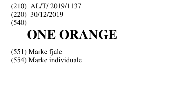 Zëri i markës ONE ORANGE në buletin