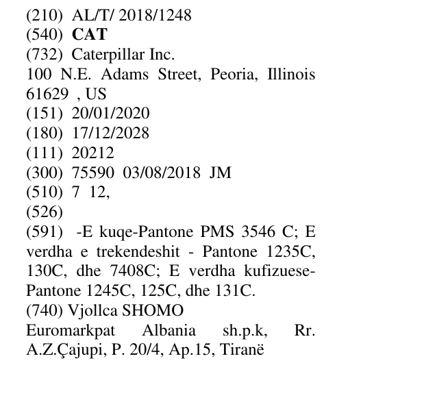 Zëri i markës CAT në buletin