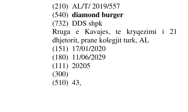 Zëri i markës diamond burger në buletin