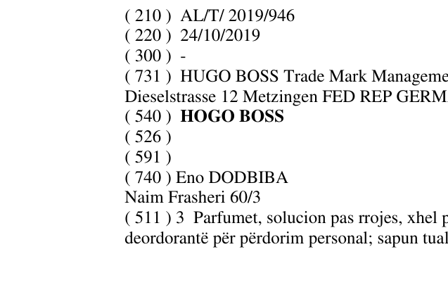 Zëri i markës HOGO BOSS në buletin