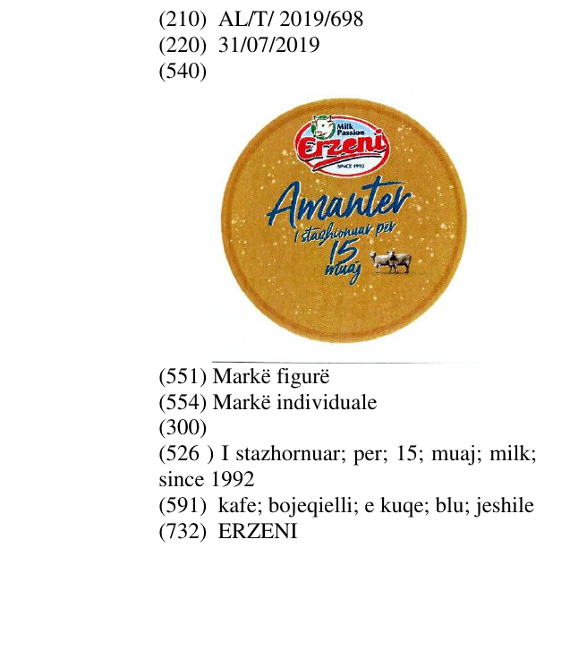 Zëri i markës I stazhornuar; per; 15; muaj; milk; since 1992 në buletin