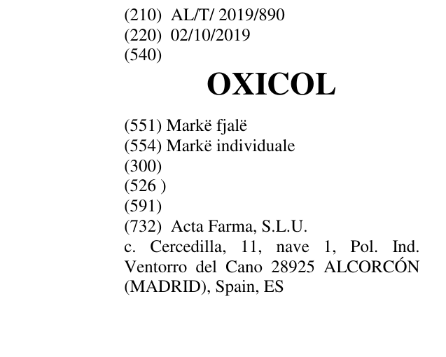 Zëri i markës OXICOL në buletin