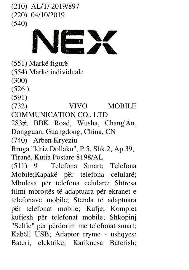Zëri i markës NEX në buletin