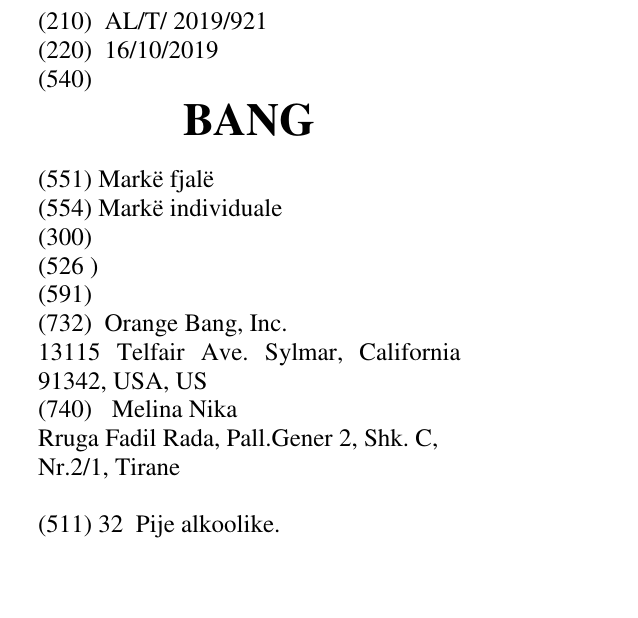 Zëri i markës BANG në buletin