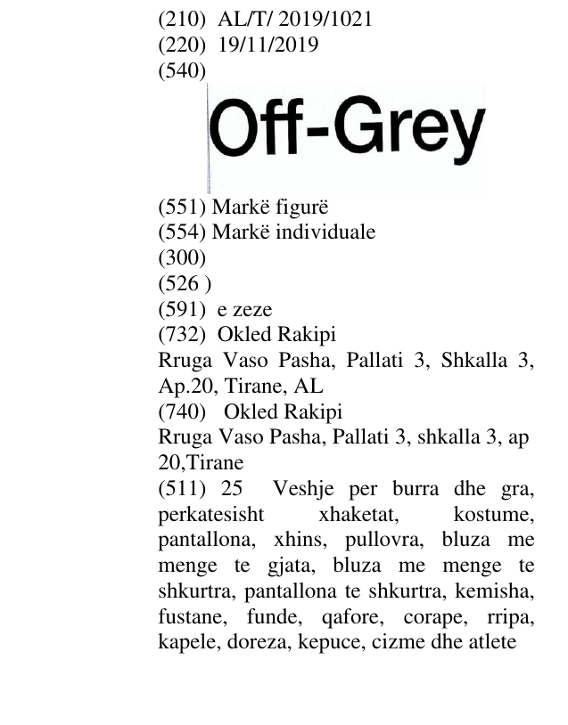 Zëri i markës Off-Grey në buletin