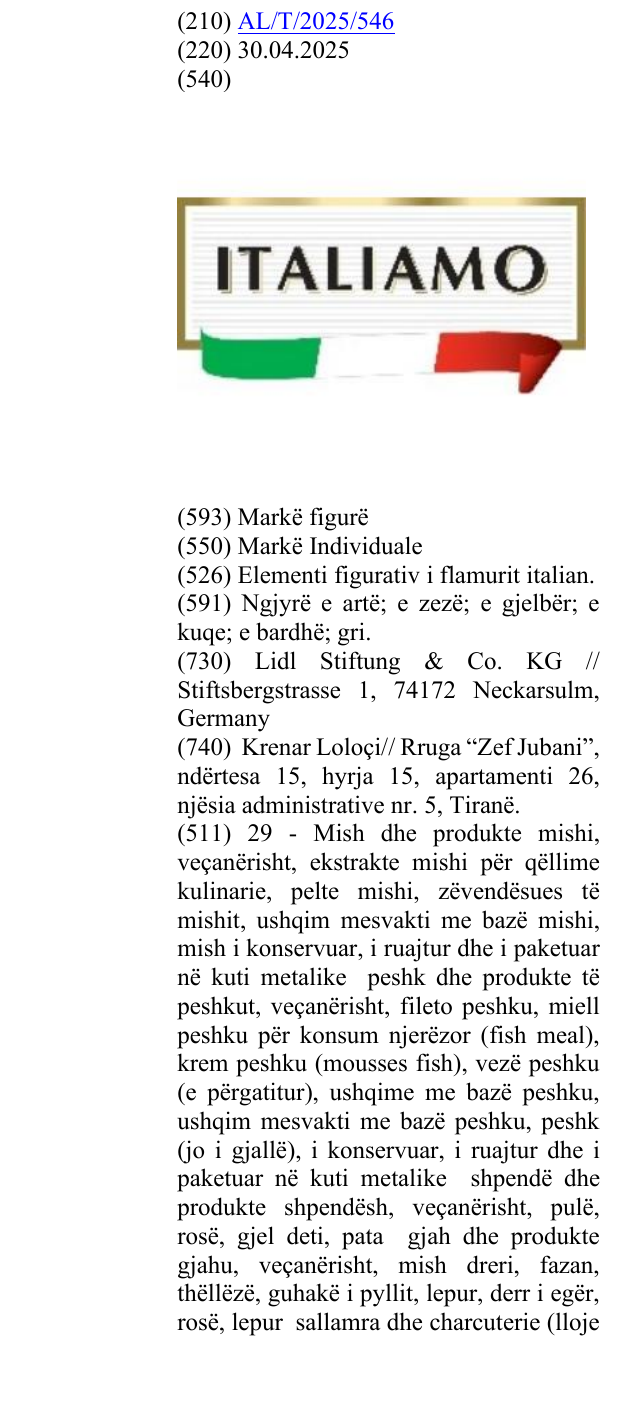 Zëri i markës Elementi figurativ i flamurit italian. në buletin