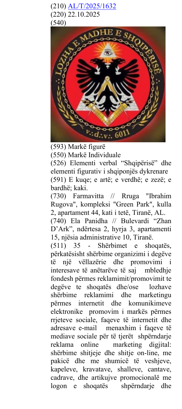 Zëri i markës Elementi verbal “Shqipërisë” dhe elementi figurativ i shqiponjës dykrenare në buletin