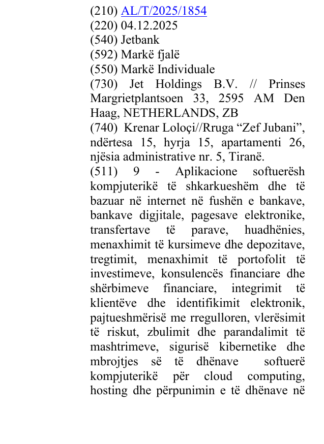 Zëri i markës Jetbank në buletin