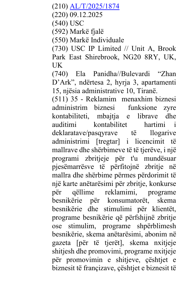 Zëri i markës USC në buletin