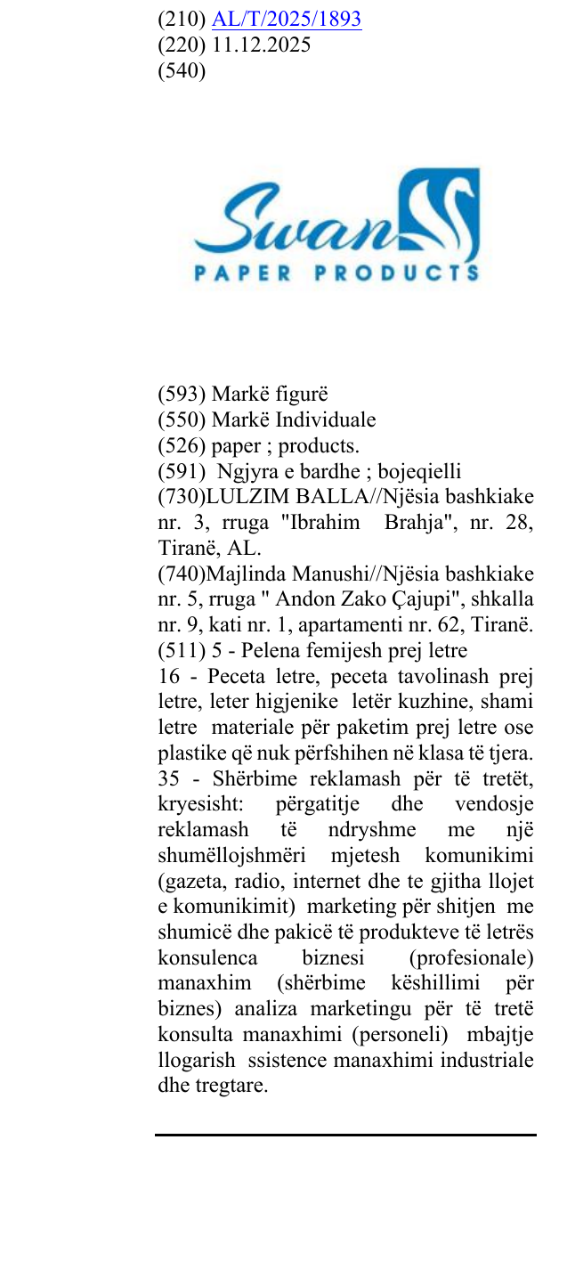 Zëri i markës paper ; products. në buletin