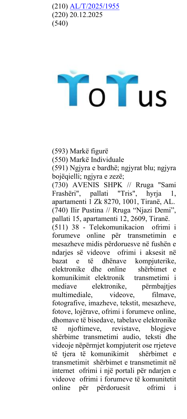 Zëri i markës ToTus në buletin