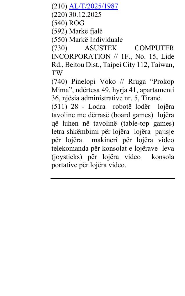 Zëri i markës ROG në buletin
