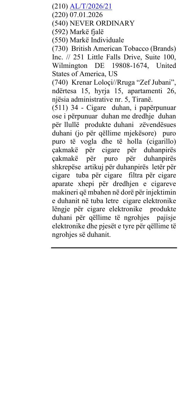 Zëri i markës NEVER ORDINARY në buletin