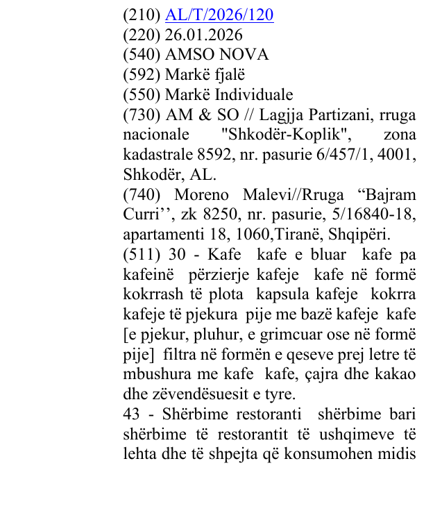 Zëri i markës AMSO NOVA në buletin