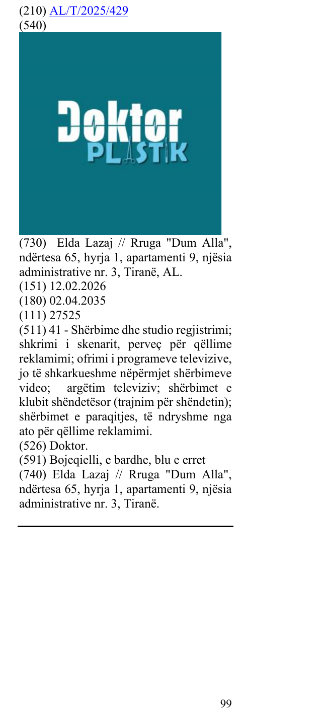 Zëri i markës Doktor. në buletin