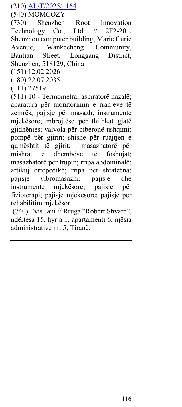 Zëri i markës MOMCOZY në buletin
