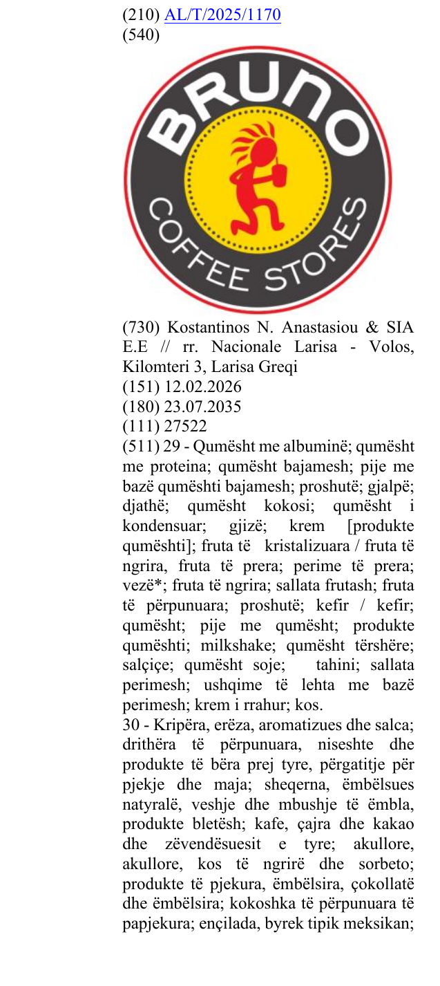 Zëri i markës COFFEE STORES në buletin