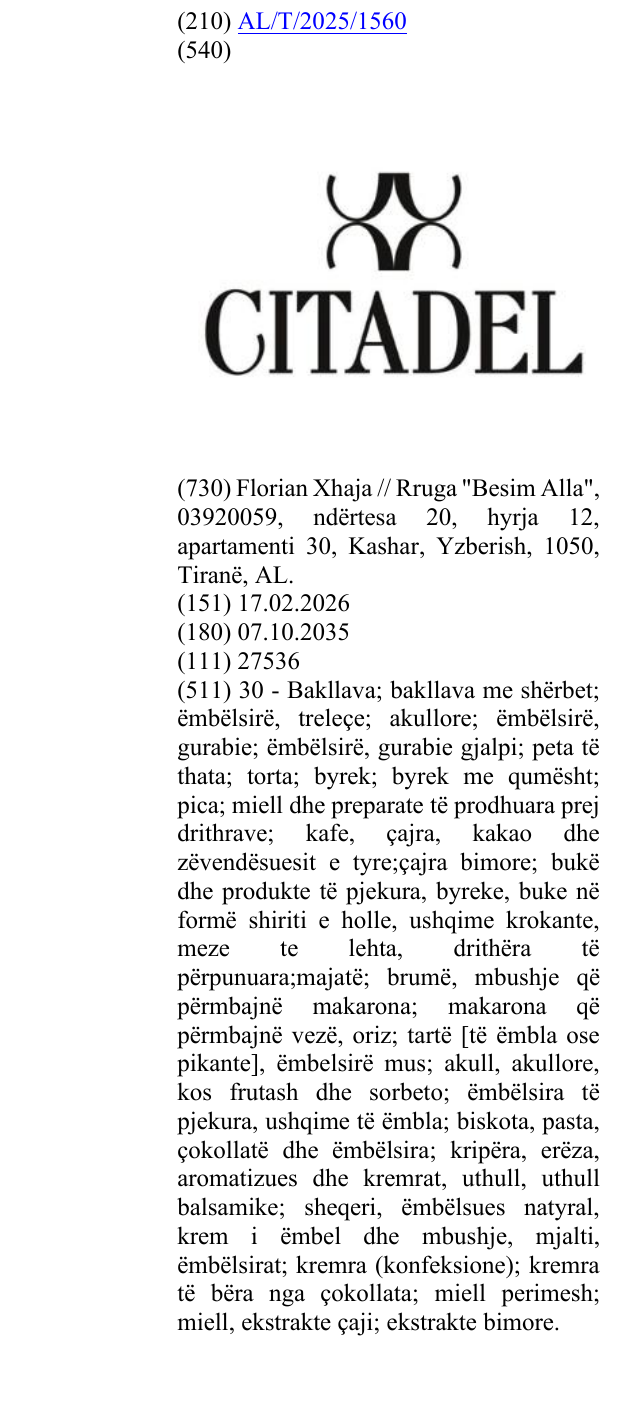 Zëri i markës CITADEL në buletin
