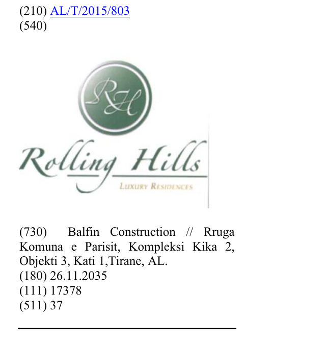 Zëri i markës Rolling Hills Luxury Residences në buletin