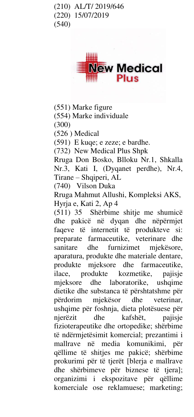Zëri i markës Medical në buletin