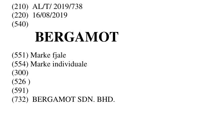 Zëri i markës BERGAMOT në buletin