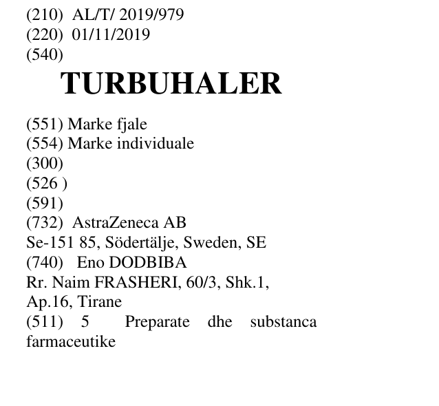 Zëri i markës TURBUHALER në buletin