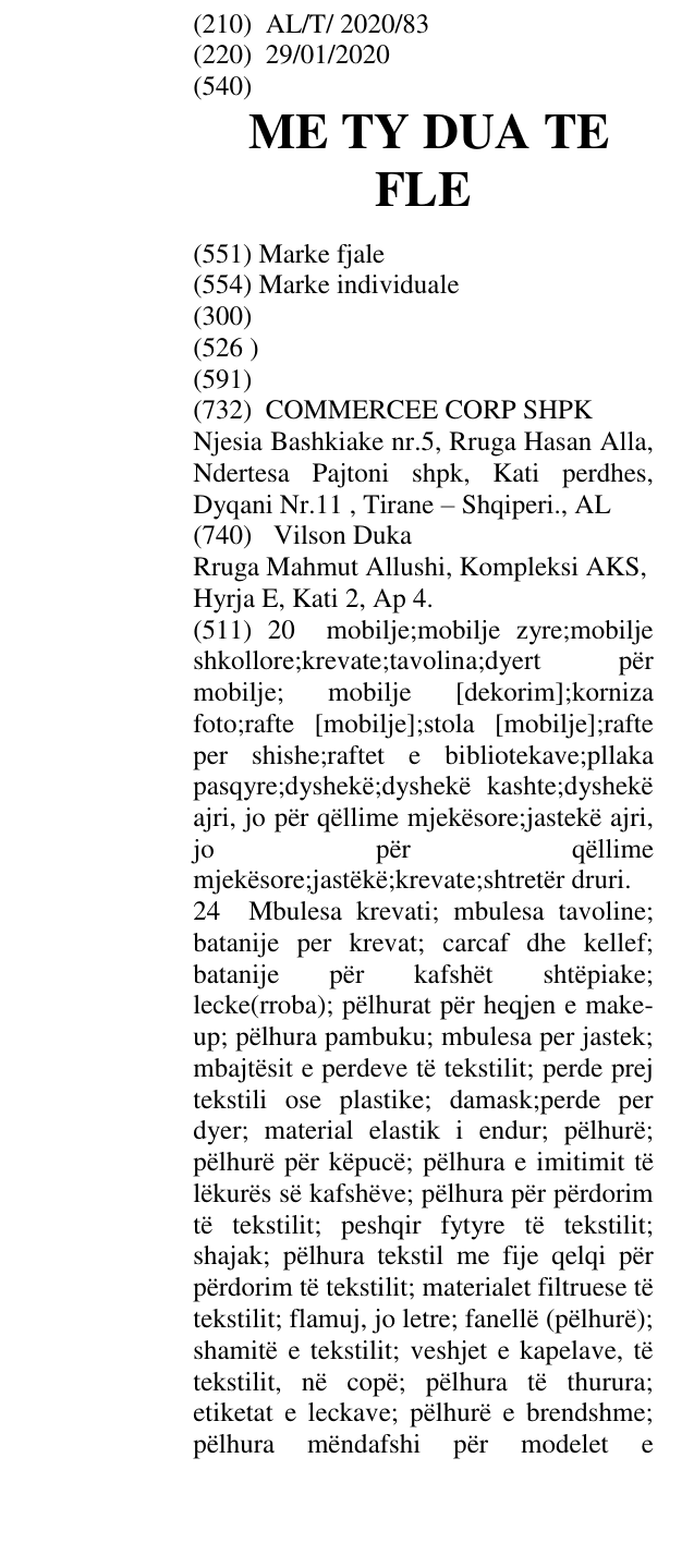 Zëri i markës ME TY DUA TE FLE në buletin