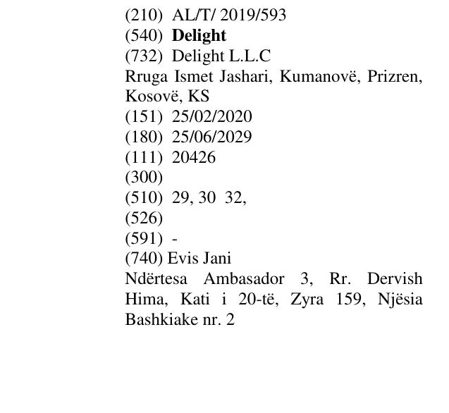 Zëri i markës Delight në buletin