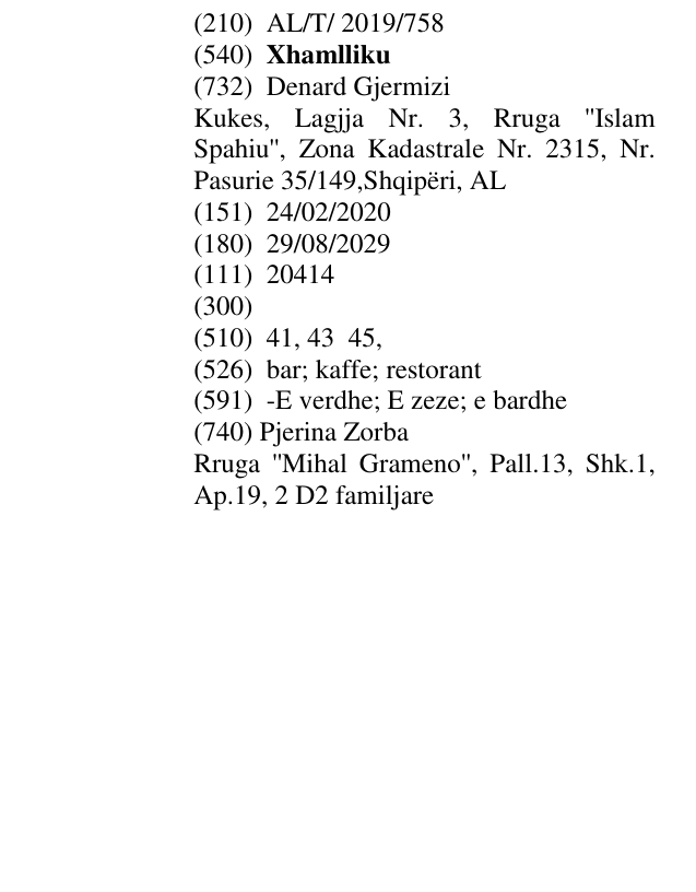 Zëri i markës Xhamlliku në buletin