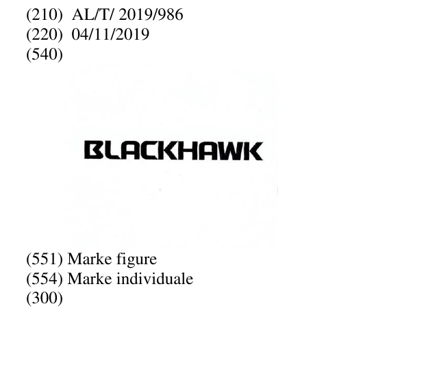 Zëri i markës BLACKHAWK në buletin
