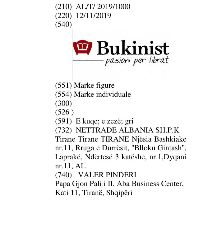 Zëri i markës BUKINIST
pasioni per librat në buletin