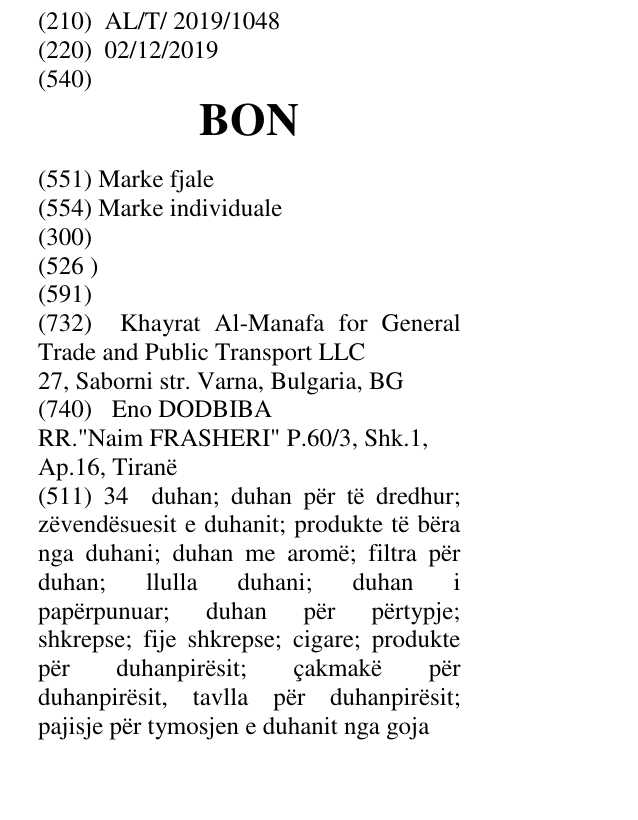 Zëri i markës BON në buletin